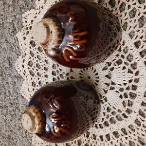 Vintage Hull Brown Drip Pottery Salt/Pepper Shakers